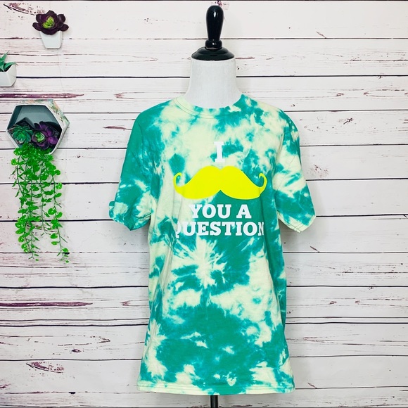 Green Mustache Tie Dye T-Shirt Unisex Size Medium - Picture 8 of 10